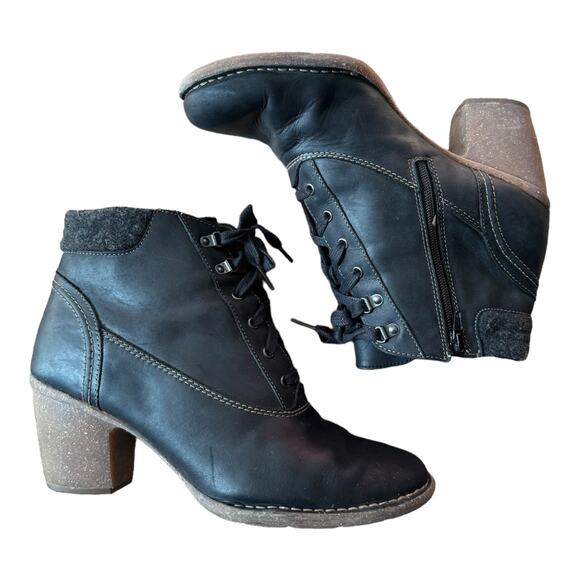 Clark’s Artisan Collection Carleta Crane Lace Up Leather Heeled Bootie size 11 - Picture 6 of 16